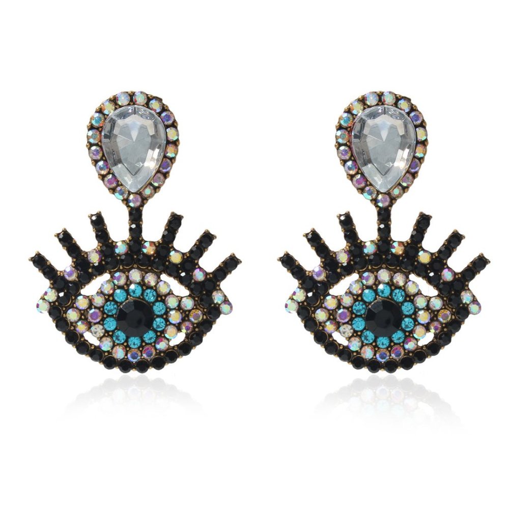 White Evil Eye Statement Earrings